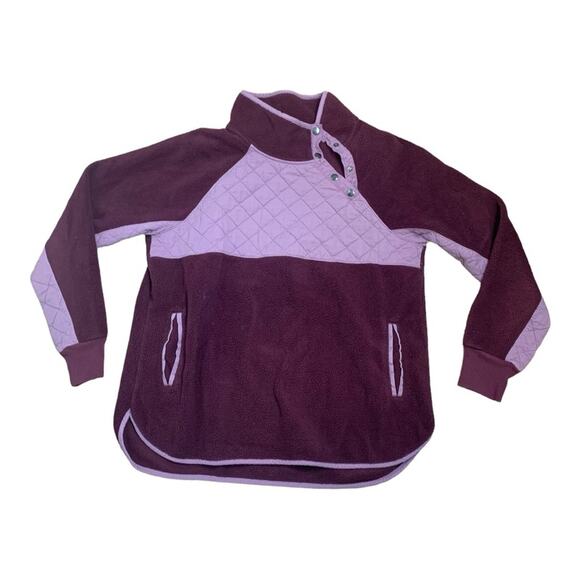 Abercrombie & Fitch women's large pink purple fleece sweatshirt pullover pata - Picture 1 of 10